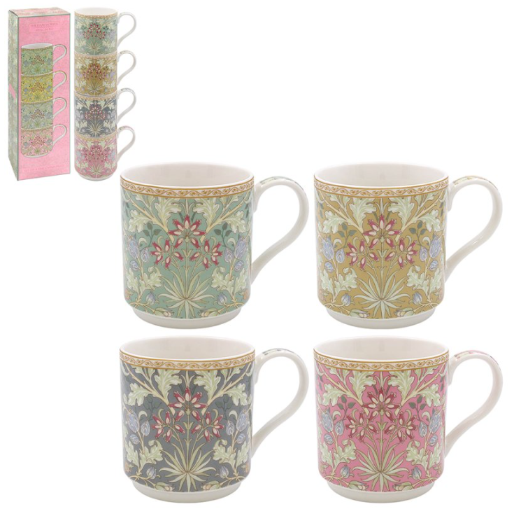 William Morris Hyacinth Set of 4 Stacking Mugs