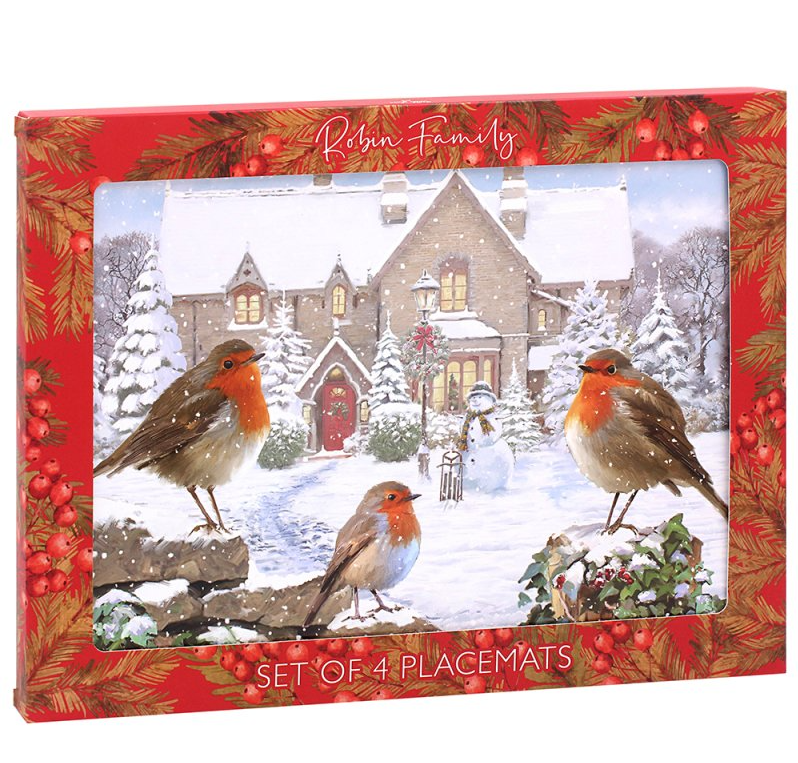 Christmas Robin Set of 4 Placemats