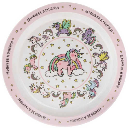 Little Stars unicorn round plate for kids lunch and dinner