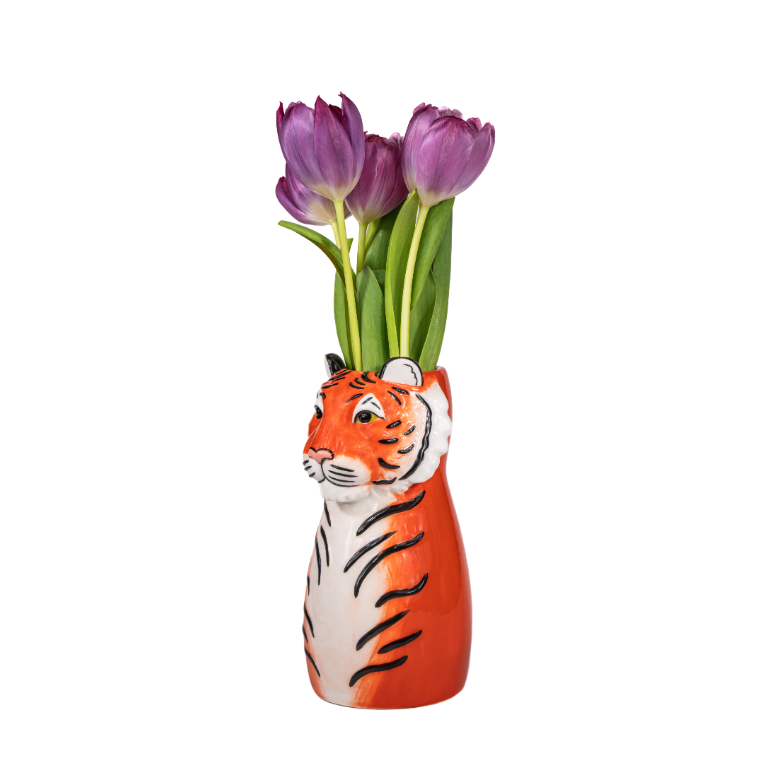 Tiger novelty vase home décor front view