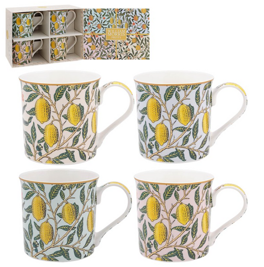 William Morris Fruits Mugs Set of 4 – Fine China Gift Boxed Mug Set