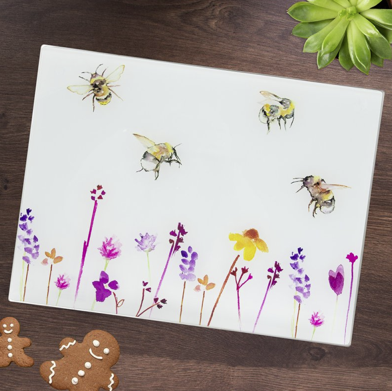 Bee and flower worktop saver on kitchen counter
