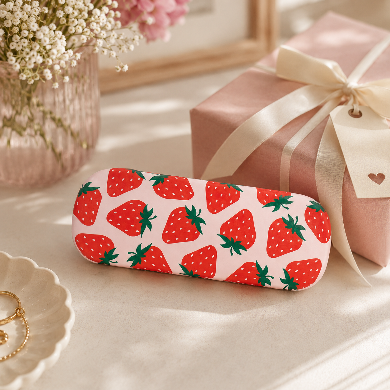 Sass & Belle Strawberry Glasses Case presented as a cute gift