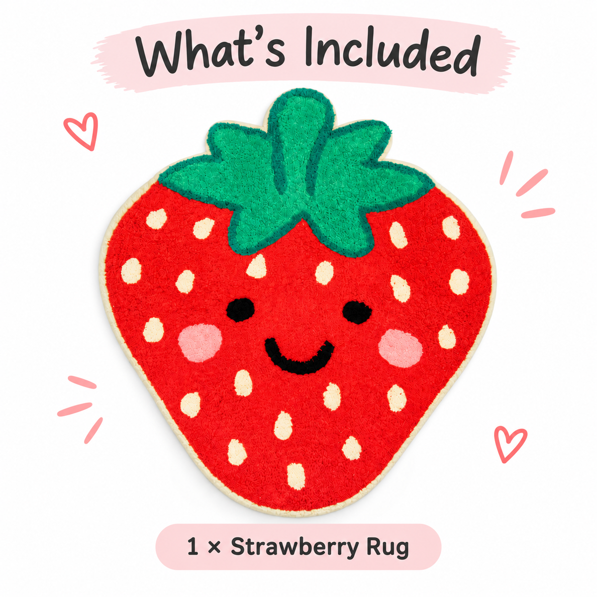 One Sass & Belle Strawberry Rug in red and green cotton