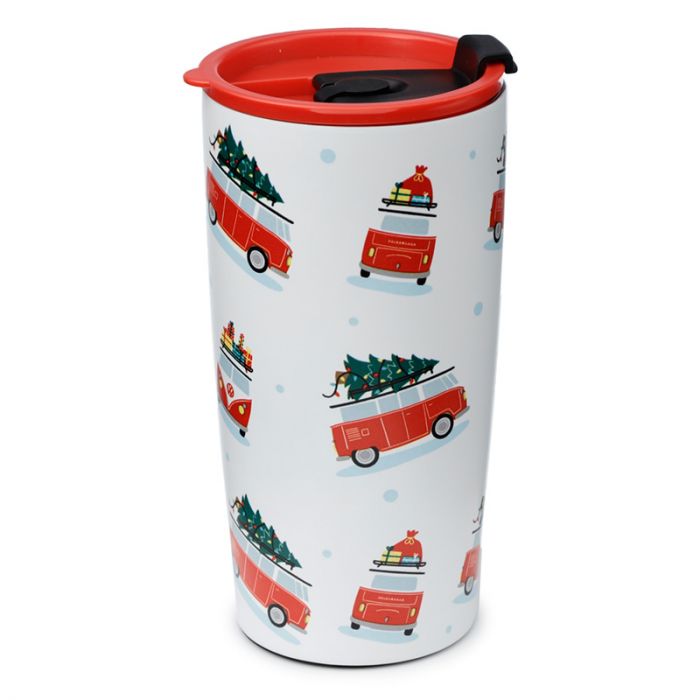 Christmas Volkswagen VW T1 Camper Bus Surf Hot & Cold Insulated Cup