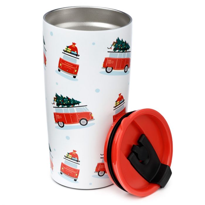 Christmas Volkswagen VW T1 Camper Bus Surf Hot & Cold Insulated Cup