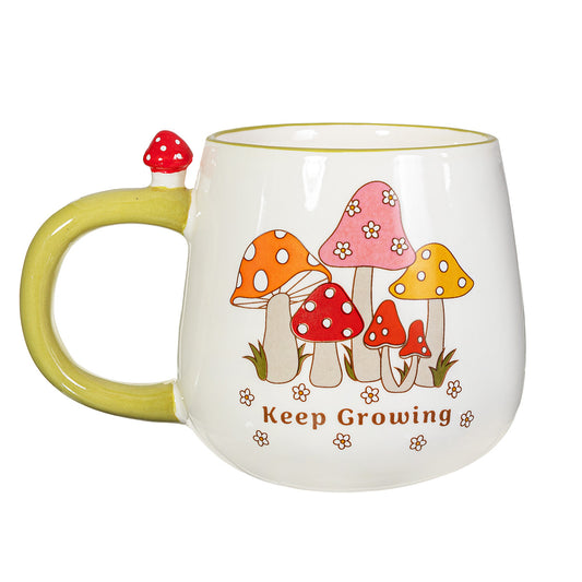 Retro "Keep Growing" Mushroom Mug