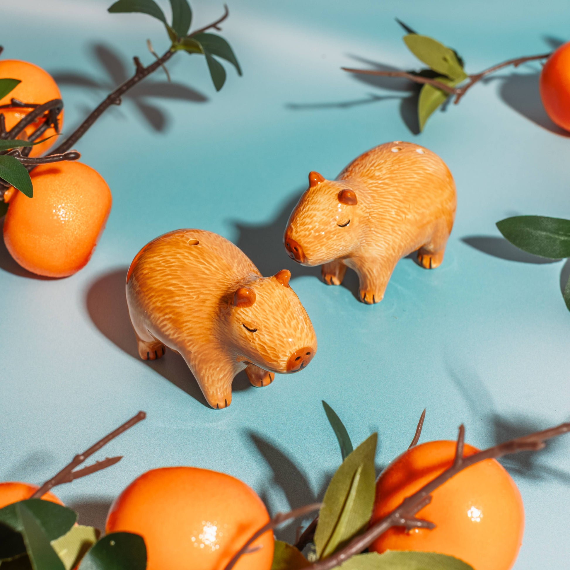 Cute capybara salt pepper shaker pair for dining table