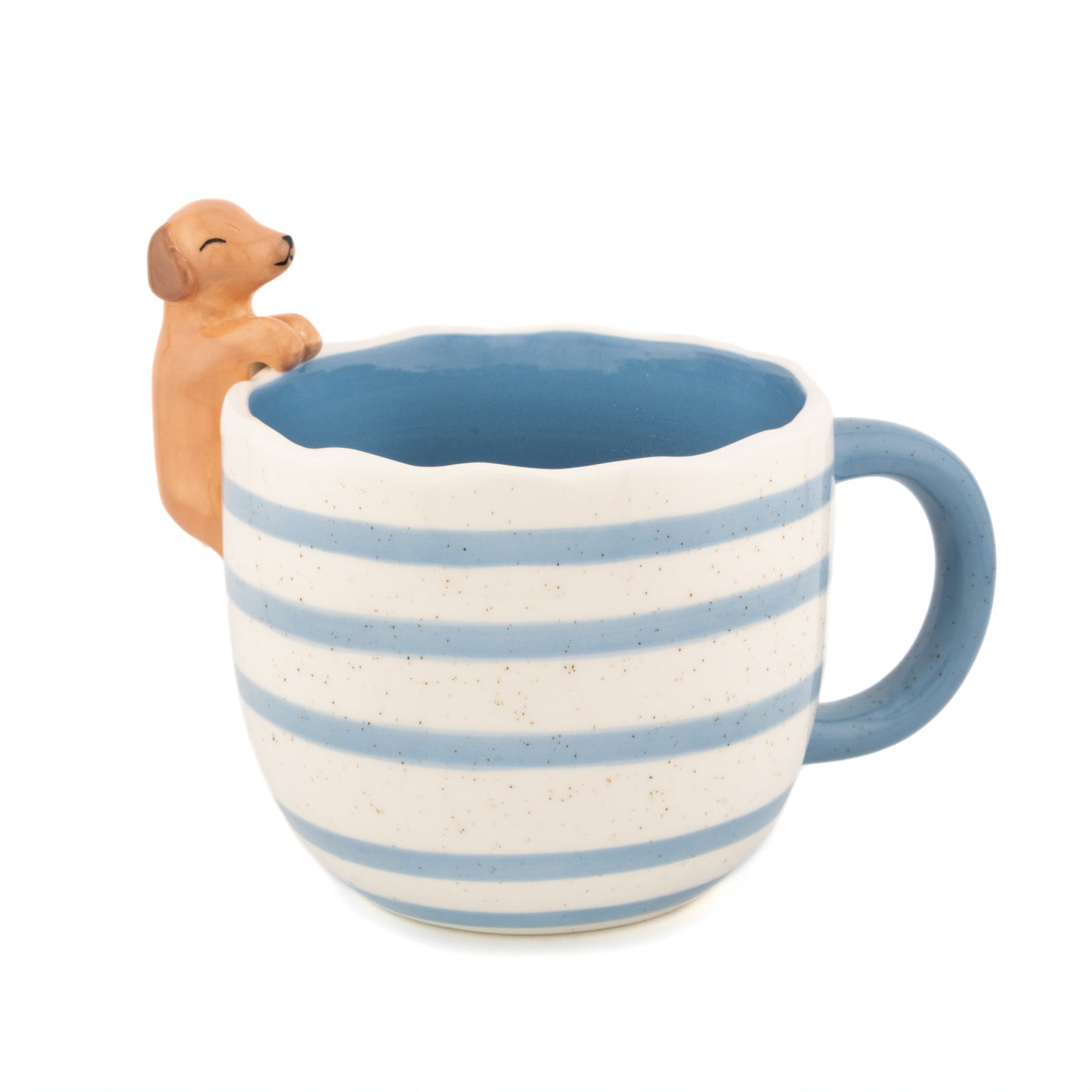 Sass and Belle peeking sausage dog mug blue striped 360ml
