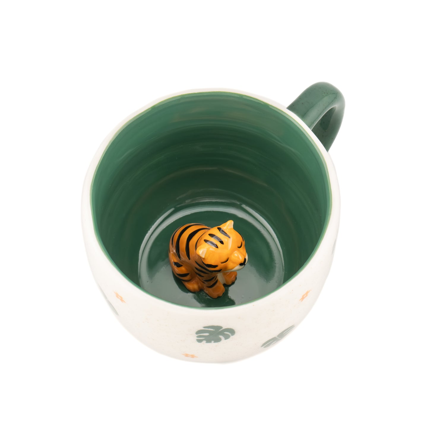 Inside view of Sass & Belle Surprise Tiger Mug showing hidden tiger figurine