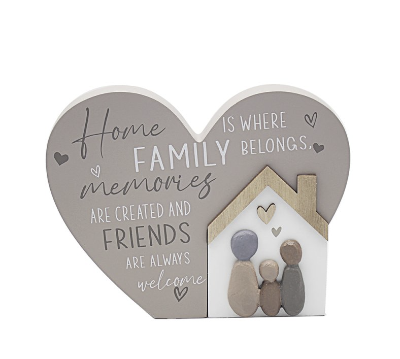 wooden heart plaque family memories quote gift