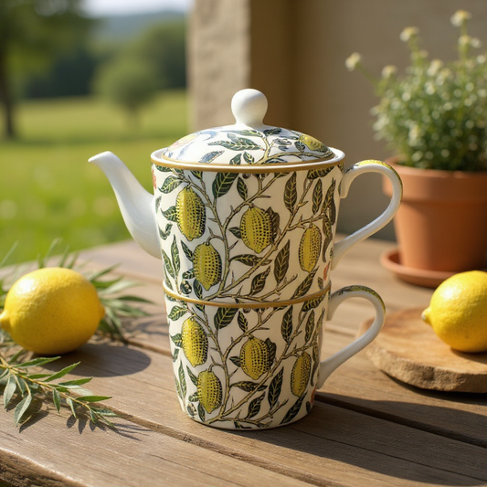 William Morris Fruits Tea for One Set – Fine China Teapot & Cup by The Leonardo Collection