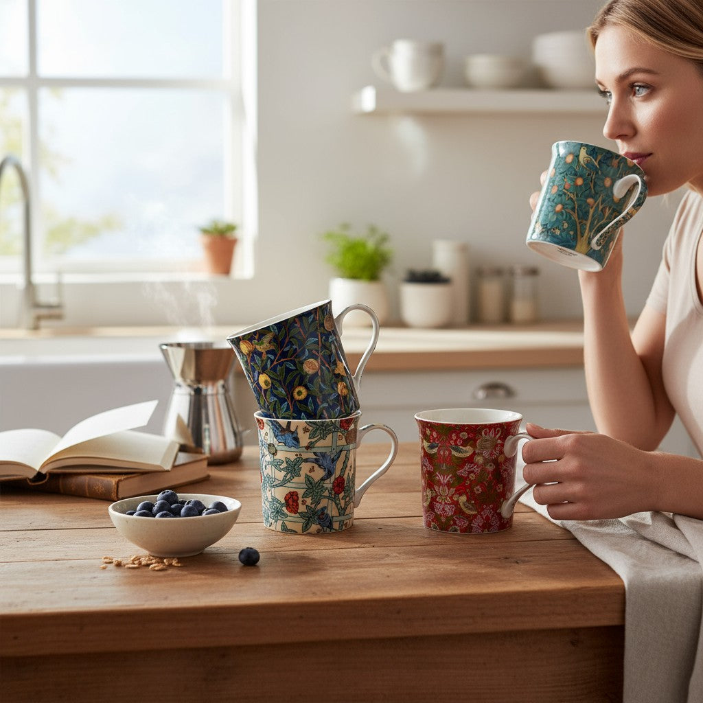 William Morris Birds Set of 4 Mug Set