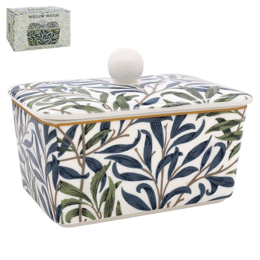 William Morris Willow Bough ceramic butter dish with lid – Leonardo Collection gift box