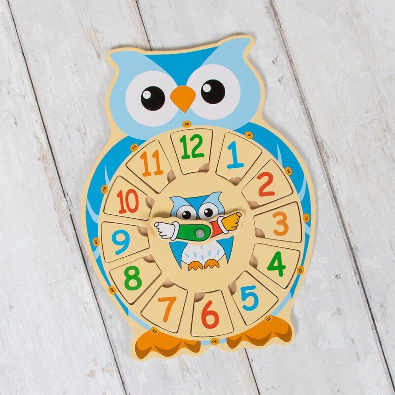 Educational Owl Clock Blue