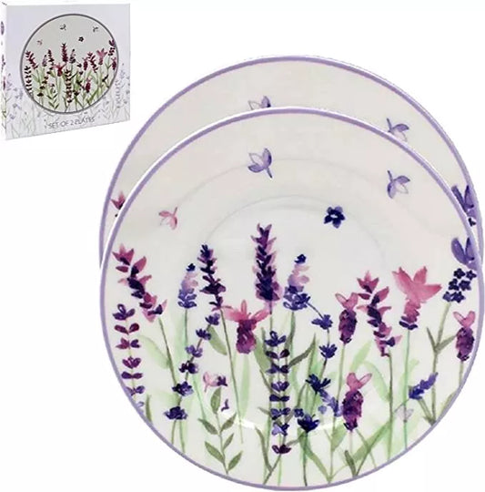 Set of 2 Fine China Lavender Plates