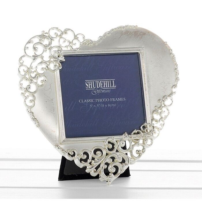 3" x 3" Silver Lace Heart Photo Frame