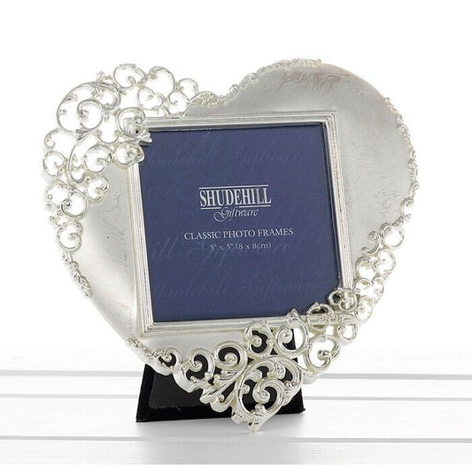 3" x 3" Silver Lace Heart Photo Frame