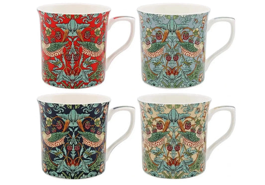 William Morris Strawberry Thief Set of 4 Mugs