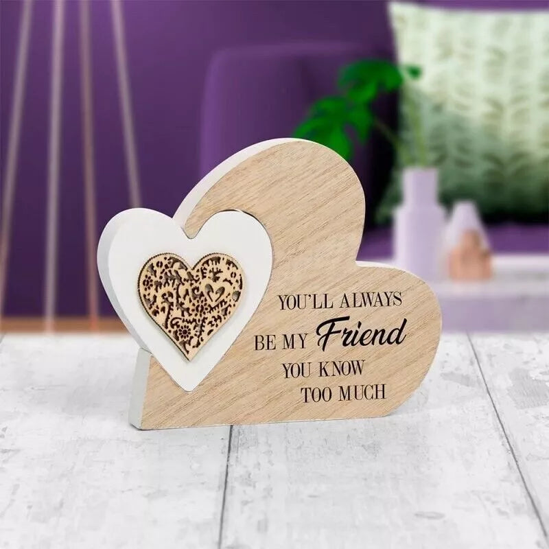 "Friend Forever" Double Heart Laser Cut Mini Plaque