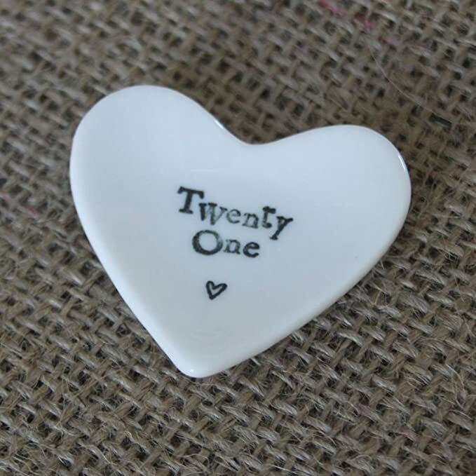 21st Birthday Porcelain Mini Heart Ring Dish