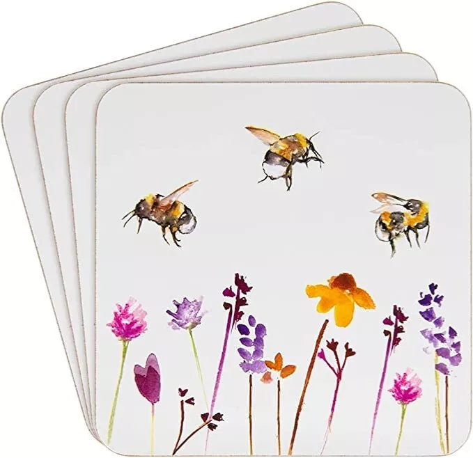 Set of 4 Busy Bees Cork Coasters