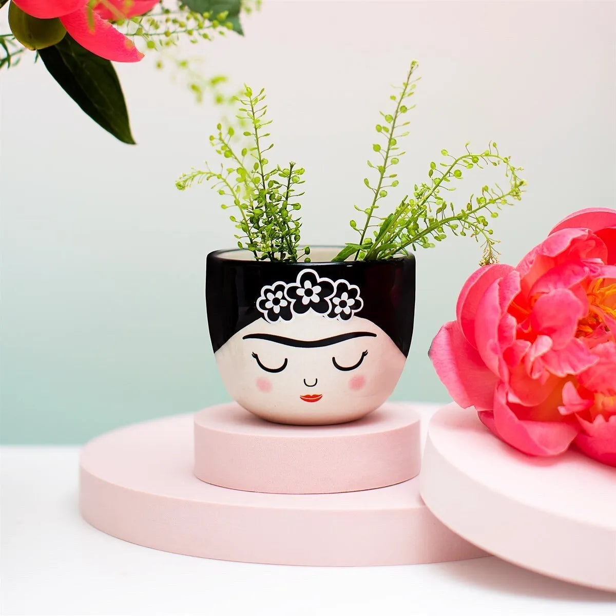 Mini Frida Kahlo Monochrome Ceramic Planter