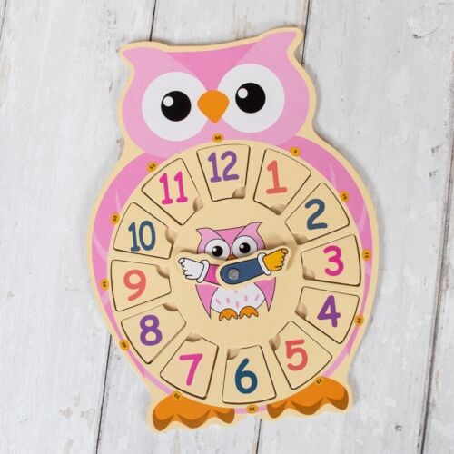 Educational Owl Clock Pink