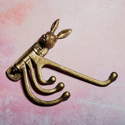 Sass & Belle Gold Rabbit Metal Multi Hook Hat Bag Coat Wall Hanger