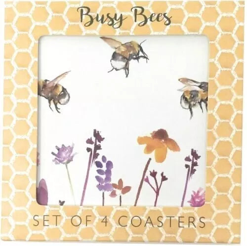 Set of 4 Busy Bees Cork Coasters