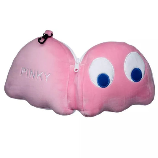 Relaxeazzz Pac-Man Pink Ghost Shaped Travel Pillow & Eye Mask