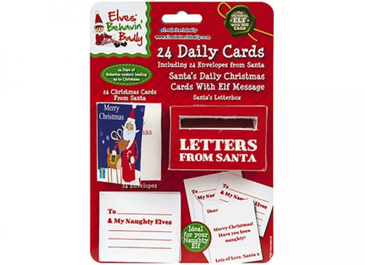 Santa's 24 Daily Christmas Cards with Envelope & Letter Box