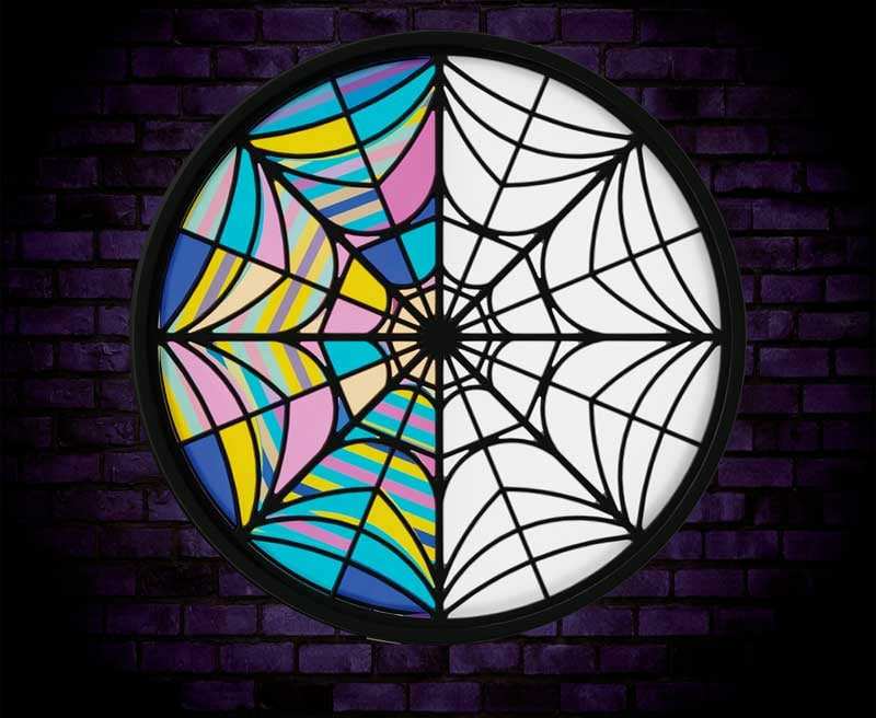 Illuminated stained glass spiderweb design – Wednesday Addams Ophelia Hall Light