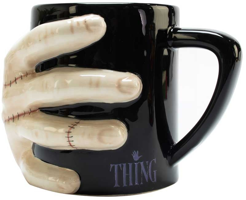 Blue Sky Studios Wednesday Thing Hand Mug – 3D stitched hand detail, 350ml