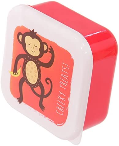 Set of 3 Lunch Box Snack Pots S/M/L - Zooniverse Monkey, Tiger and Crocodile