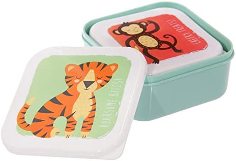 Set of 3 Lunch Box Snack Pots S/M/L - Zooniverse Monkey, Tiger and Crocodile