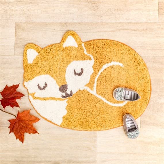 Sass & Belle Woodland Fox Rug Kids Bedroom Nursery Cotton Carpet Mat Nursery